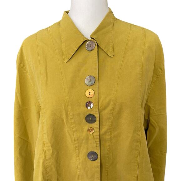 Eleven Stitch Design XL Blouse Unique Button Front Top Shirt Chartreuse - Picture 5 of 10